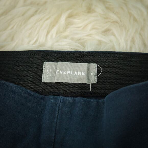 Everlane Size 6 Blue Side Zip Elastic Stretch Waist Tapered Skinny Stretch Pants - Picture 4 of 6